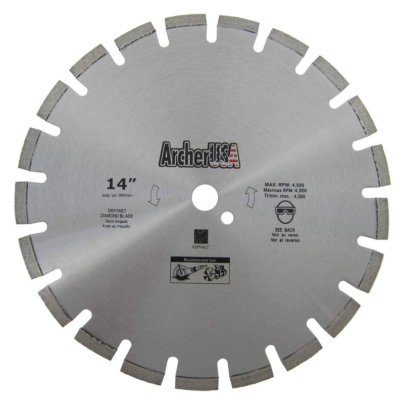 ArcherPro Archer Pro 14" Diamond Saw Blades for Fast Asphalt Cutting and Green Concrete Cutting - Image 1